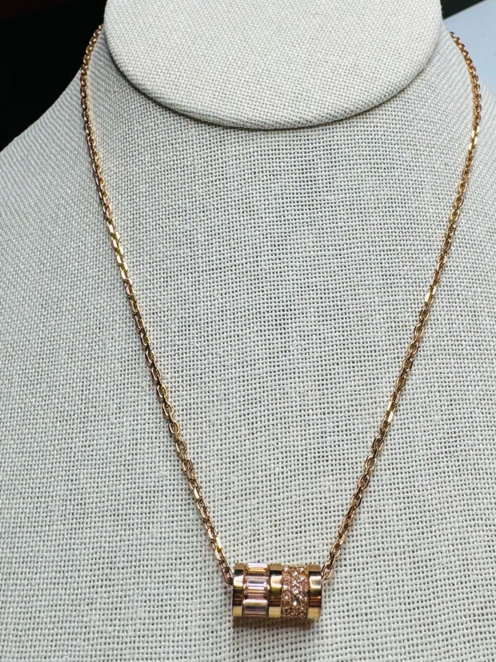 Michael Kors Rose Gold Barrel Pendant Necklace - Picture 6 of 6